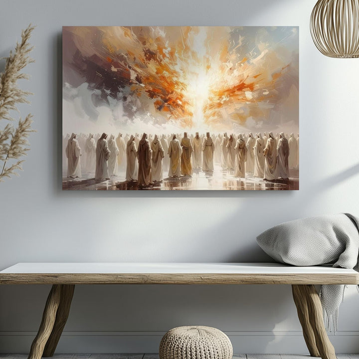 Pentecost Flame Canvas – Abstract Celestial Descent of Holy Presence - Gifitto