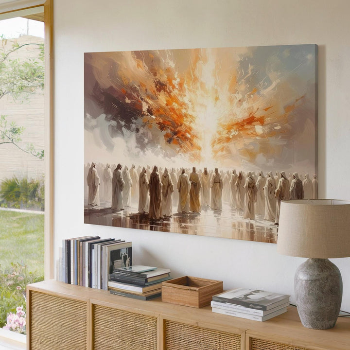 Pentecost Flame Canvas – Abstract Celestial Descent of Holy Presence - Gifitto