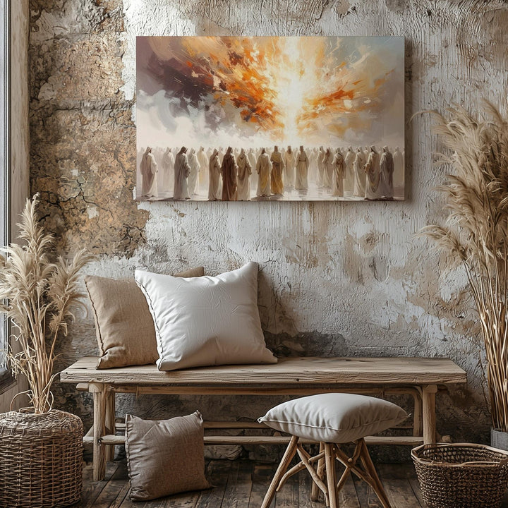 Pentecost Flame Canvas – Abstract Celestial Descent of Holy Presence - Gifitto