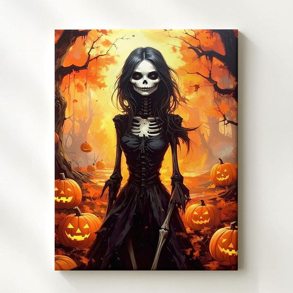 Autumn Spirit Witch Canvas – Cinematic Halloween Forest Fantasy Art - Gifitto