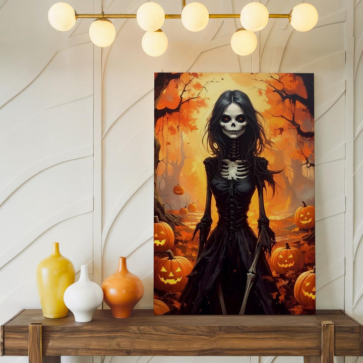 Autumn Spirit Witch Canvas – Cinematic Halloween Forest Fantasy Art - Gifitto