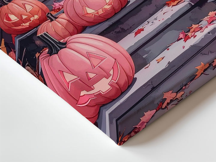 Vintage Autumn Stoop Canvas – Pumpkins & Rustic Lanterns Art - Gifitto