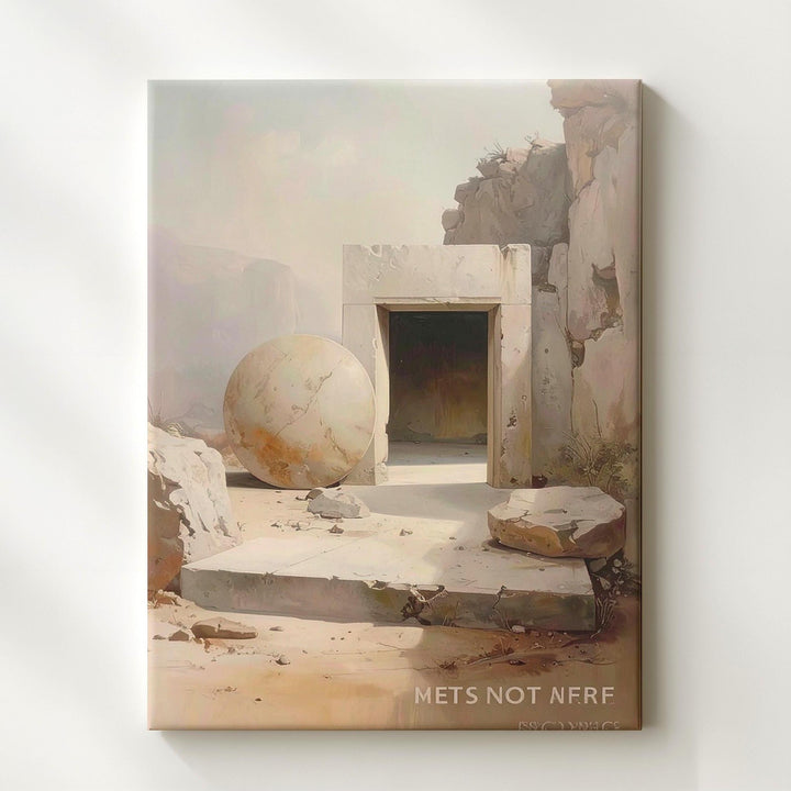 Empty Tomb Canvas – Minimalist Resurrection Scene with Stone and Light - Gifitto