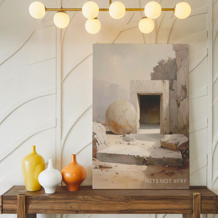 Empty Tomb Canvas – Minimalist Resurrection Scene with Stone and Light - Gifitto