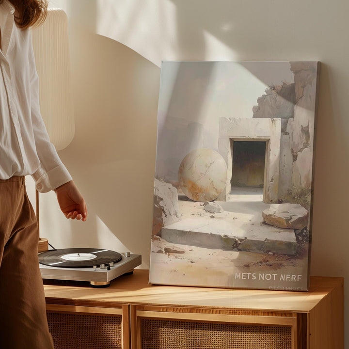 Empty Tomb Canvas – Minimalist Resurrection Scene with Stone and Light - Gifitto