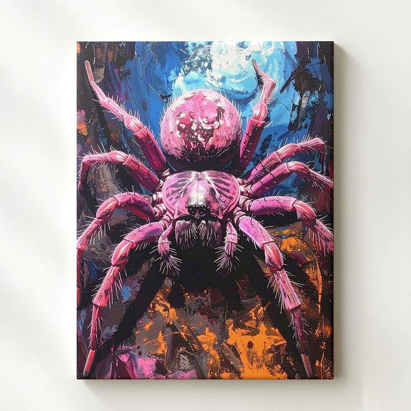 Surreal Giant Spider Canvas – Vibrant Halloween Fantasy Horror Art - Gifitto