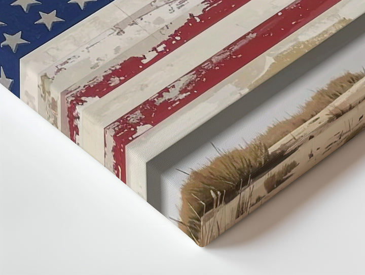 Rustic Americana Flag Canvas – Distressed Farmhouse Patriotic Wall Art - Gifitto