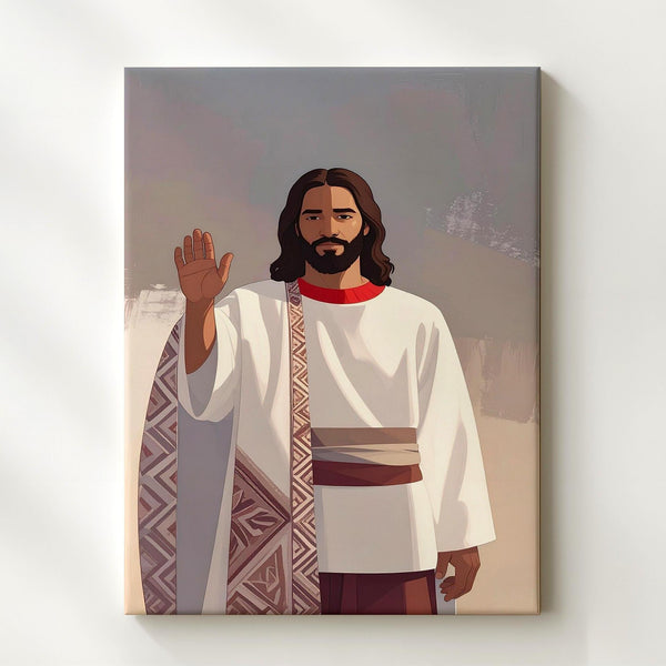 Modern Jesus Blessing Canvas – Minimalist Sacred Icon in Flat Design - Gifitto