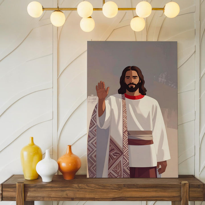 Modern Jesus Blessing Canvas – Minimalist Sacred Icon in Flat Design - Gifitto