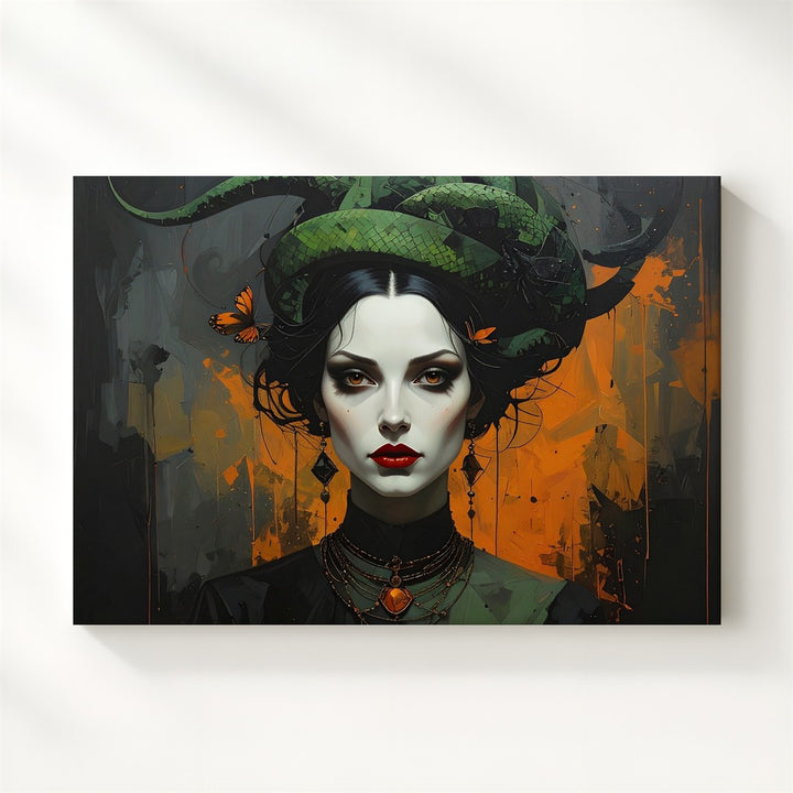 Gothic Medusa Witch Canvas – Haunting Portrait of Arcane Feminine Power - Gifitto