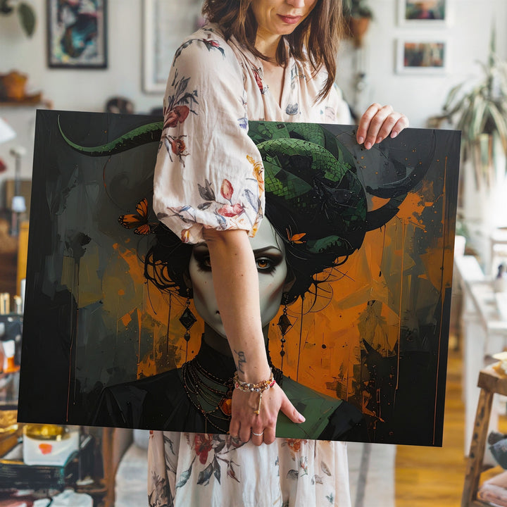 Gothic Medusa Witch Canvas – Haunting Portrait of Arcane Feminine Power - Gifitto