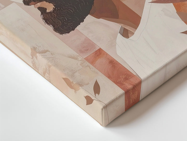 Stylized Jesus Profile Canvas – Minimalist Spiritual Portrait in Earth Tones - Gifitto