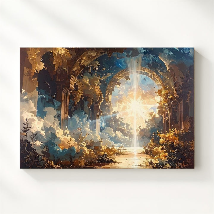 Heavenly Passage Canvas – Surreal Tunnel of Divine Radiance & Ascension - Gifitto