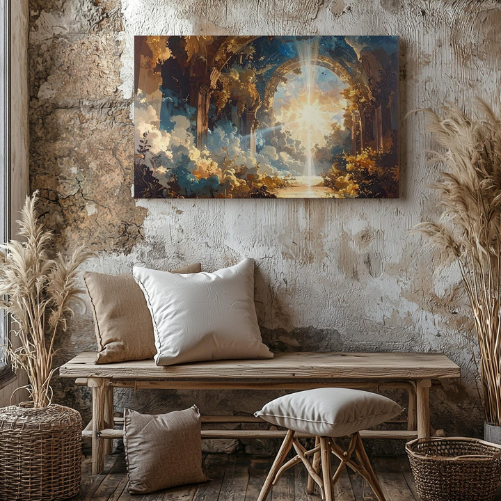 Heavenly Passage Canvas – Surreal Tunnel of Divine Radiance & Ascension - Gifitto