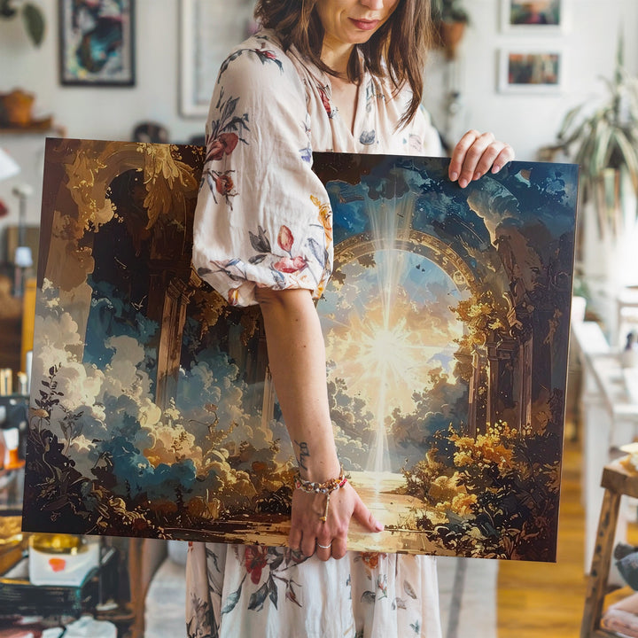 Heavenly Passage Canvas – Surreal Tunnel of Divine Radiance & Ascension - Gifitto