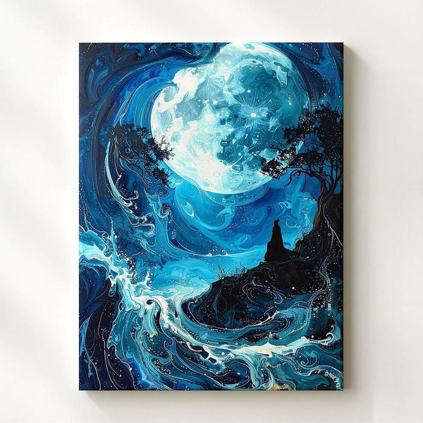Spectral Hill & Moonlit Sky Canvas – Surreal Halloween Dreamscape Art - Gifitto