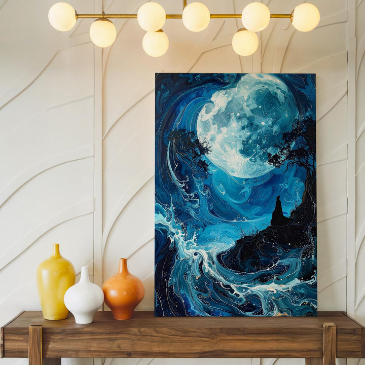 Spectral Hill & Moonlit Sky Canvas – Surreal Halloween Dreamscape Art - Gifitto
