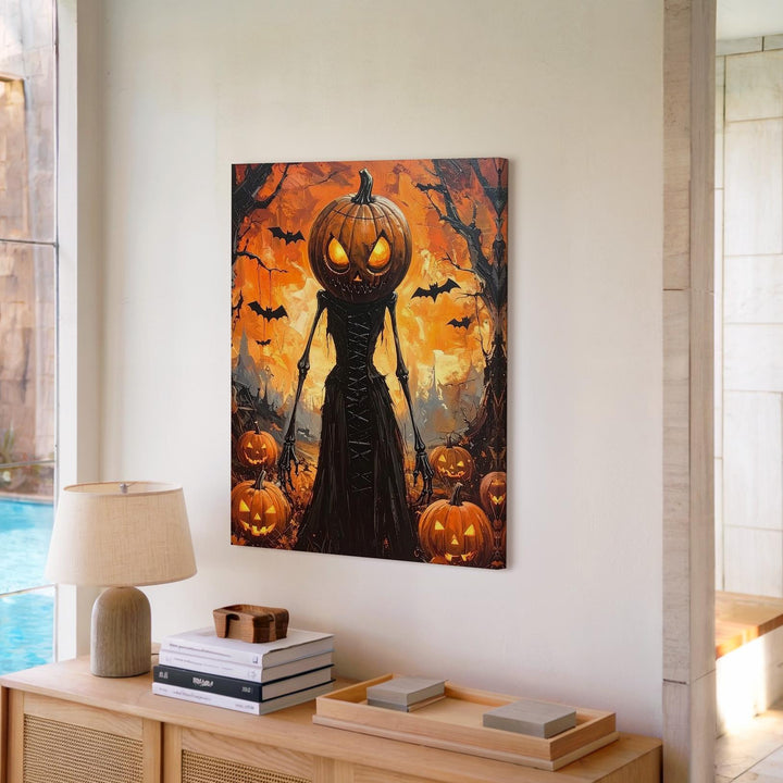 Pumpkin Queen Canvas – Gothic Halloween Elegance in Enchanted Dusk - Gifitto