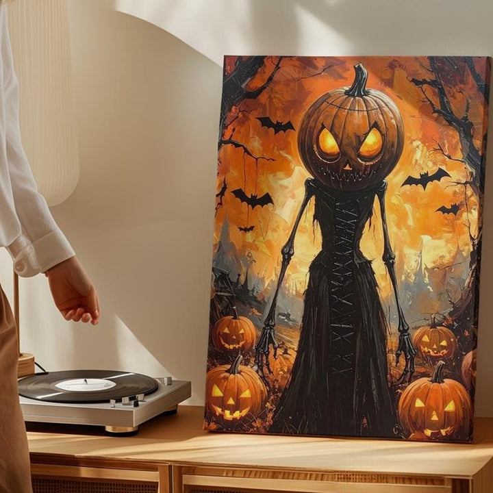 Pumpkin Queen Canvas – Gothic Halloween Elegance in Enchanted Dusk - Gifitto