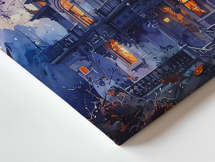 Victorian Haunted House Canvas – Glowing Gothic Halloween Mansion Art - Gifitto