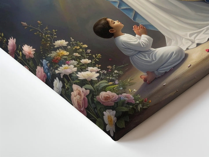 Divine Virgin Mary Vision Canvas – Radiant Apparition with Dove and Child - Gifitto