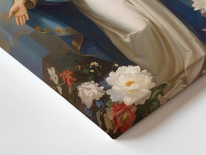 Graceful Virgin Mary Canvas – Extended Arms with Pastel Abstract Light - Gifitto