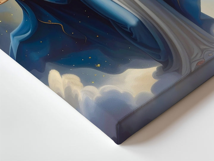 Celestial Virgin Mary Canvas – Blue Robe & Radiant Light Above Clouds - Gifitto