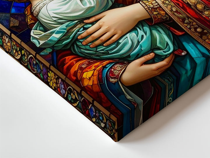 Stained Glass Virgin Mary and Baby Jesus Canvas – Vibrant Sacred Art - Gifitto