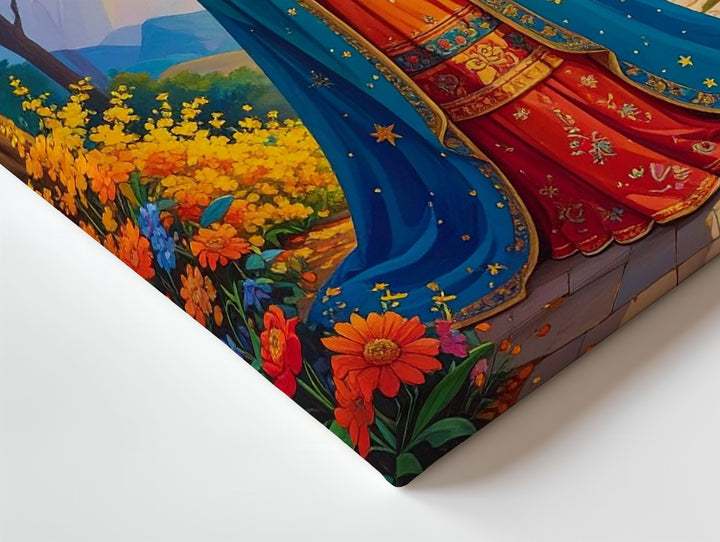 Our Lady of Guadalupe Canvas – Turquoise Robe & Autumn Nature Setting - Gifitto