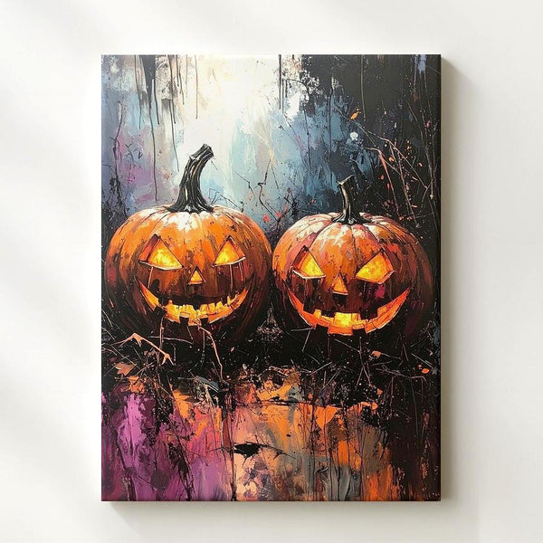 Raw Horror Jack-o’-Lantern Canvas – Dark Expressionist Halloween Art - Gifitto