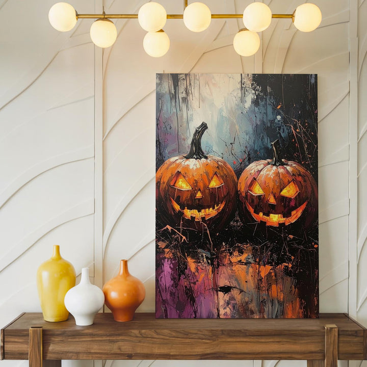 Raw Horror Jack-o’-Lantern Canvas – Dark Expressionist Halloween Art - Gifitto