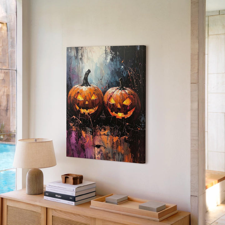Raw Horror Jack-o’-Lantern Canvas – Dark Expressionist Halloween Art - Gifitto