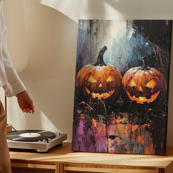 Raw Horror Jack-o’-Lantern Canvas – Dark Expressionist Halloween Art - Gifitto