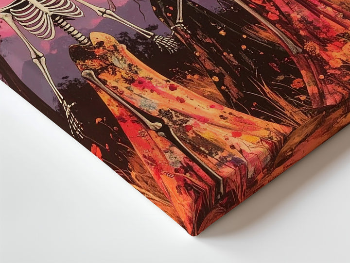 Dancing Skeletons Canvas – Festive Día de los Muertos & Halloween Art - Gifitto