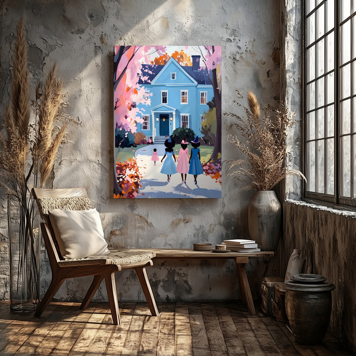 Pastel Witches Trick-or-Treat Canvas – Whimsical Halloween Storybook Art - Gifitto