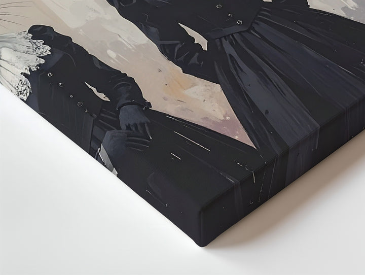 Victorian Rabbit-Head Trio Canvas – Surreal Halloween Masquerade Wall Art - Gifitto