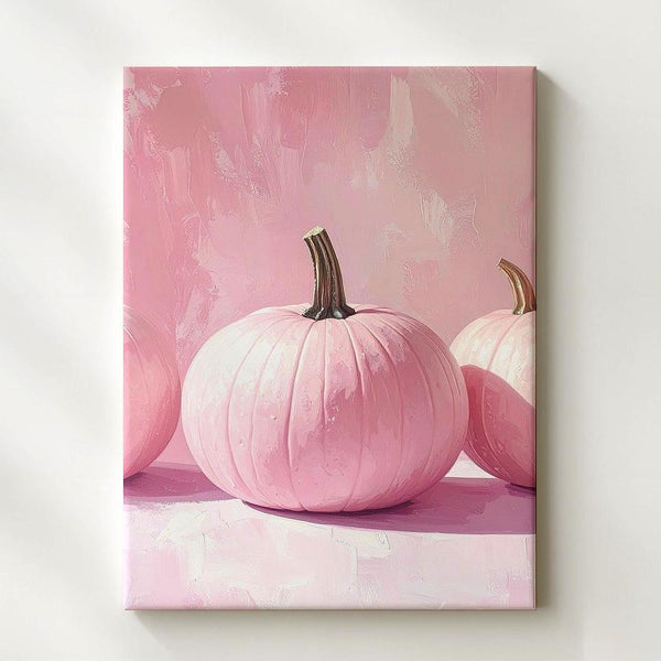Blush Pumpkin Trio Canvas – Minimal Feminine Halloween Wall Art - Gifitto
