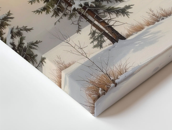 Minimalist Snowstorm Pine Canvas – Serene Winter Whiteout Landscape - Gifitto