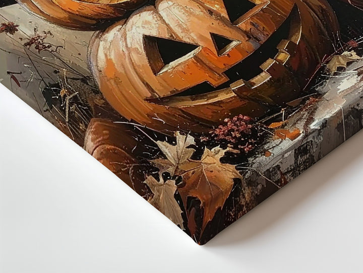 Witch Hat Pumpkin Trio Canvas – Mystical Autumn Magic Wall Art - Gifitto