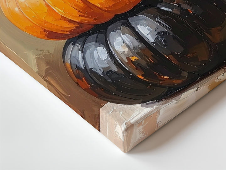 Stacked Harvest Pumpkins Canvas – Modern Autumn Minimalist Wall Art - Gifitto