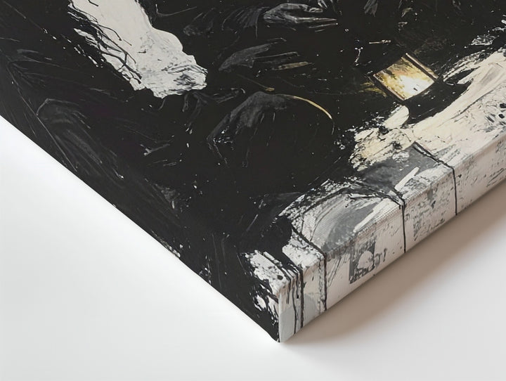 Silent Lantern Ritual Canvas – Surreal Minimalist Mourning Art - Gifitto