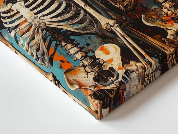 Punk Skeleton Trio Canvas – Urban Graffiti Halloween Wall Art - Gifitto