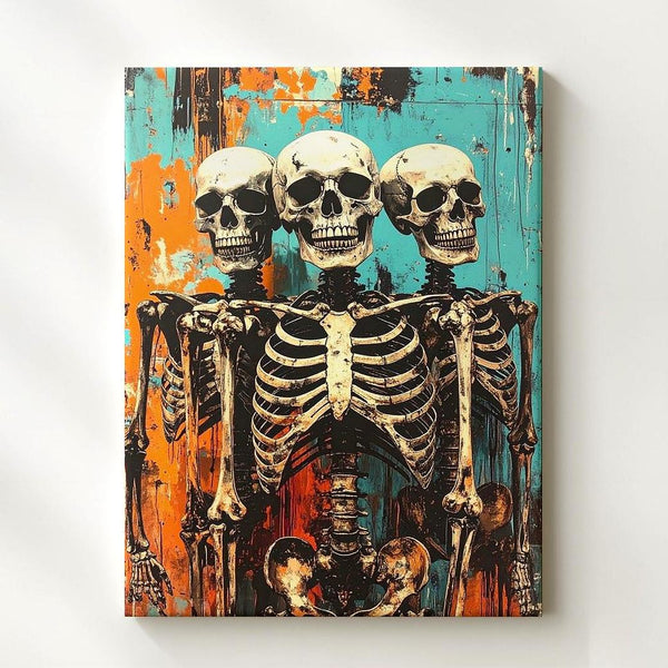 Urban Skeleton Trio Canvas – Punk Halloween Street Art Style - Gifitto
