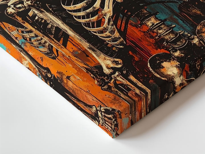 Urban Skeleton Trio Canvas – Punk Halloween Street Art Style - Gifitto