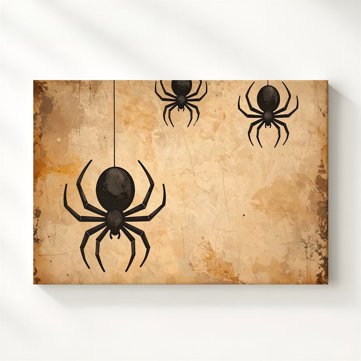 Hanging Spiders Canvas – Vintage-Inspired Minimalist Halloween Wall Art - Gifitto