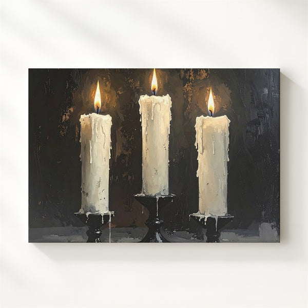 Trinity Flame Canvas – Sacred Candlelight Ritual Wall Art - Gifitto