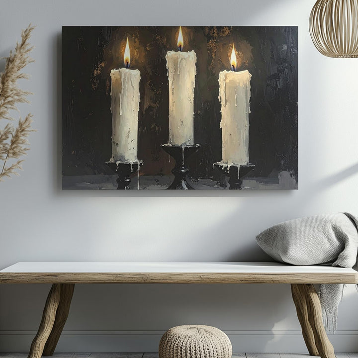 Trinity Flame Canvas – Sacred Candlelight Ritual Wall Art - Gifitto
