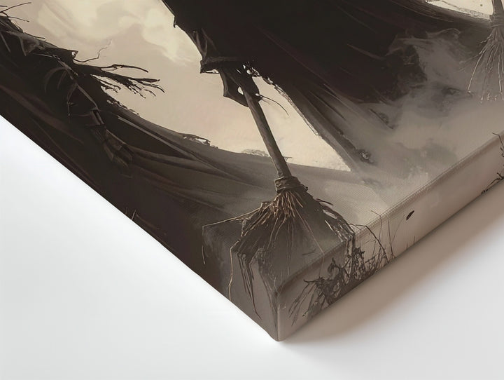 Witch Coven in Fog Canvas – Minimalist Haunted Ritual Wall Art - Gifitto