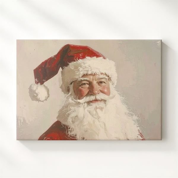 Traditional Santa Portrait Canvas – Nostalgic Holiday Charm Art - Gifitto