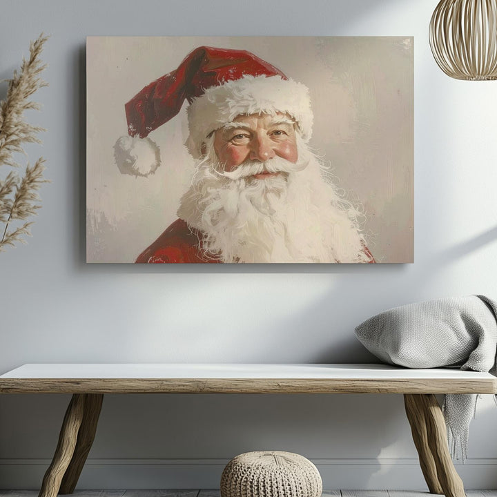 Traditional Santa Portrait Canvas – Nostalgic Holiday Charm Art - Gifitto